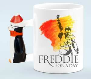 Freddie Mercury - Queen кружка с ручкой в виде пингвина (цвет: белый)