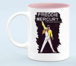 Freddie Mercury - Queen кружка хамелеон двухцветная (цвет: белый + розовый)