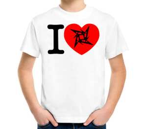 «I love Metallica» детская футболка с коротким рукавом (цвет: белый)
