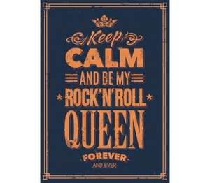 Сохраняй спокойствие и будь моей рок-н-рольной королевой навеки вечные (keep calm and be my rock n roll queen forever and ever) кружка двухцветная (цвет: белый + оранжевый)