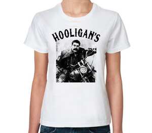 Сталин байкер Hooligans женская футболка с коротким рукавом (цвет: белый)