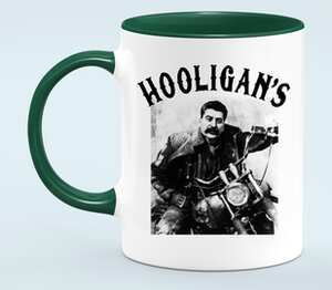 Сталин байкер Hooligans кружка двухцветная (цвет: белый + зеленый)