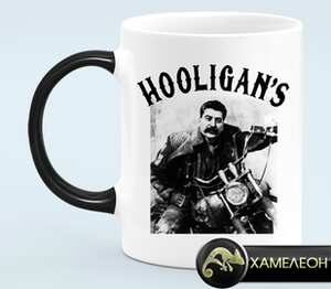 Сталин байкер Hooligans кружка хамелеон (цвет: белый + черный)