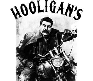 Сталин байкер Hooligans кружка двухцветная (цвет: белый + зеленый)