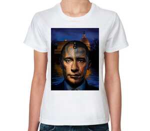 Путин vs Обама женская футболка с коротким рукавом (цвет: белый)