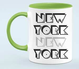 New York кружка двухцветная (цвет: белый + светло-зеленый)