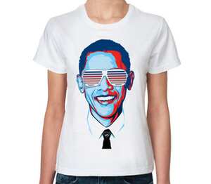 Барак Обама женская футболка с коротким рукавом (цвет: белый)