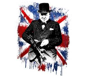 Уинстон Черчилль кружка с кантом (цвет: белый + оранжевый)