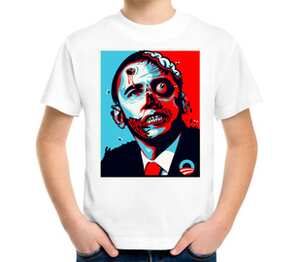 Обама зомби детская футболка с коротким рукавом (цвет: белый)