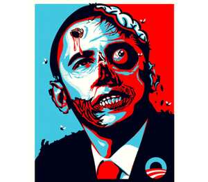 Обама зомби детская футболка с коротким рукавом (цвет: белый)