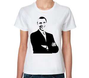 Обама женская футболка с коротким рукавом (цвет: белый)