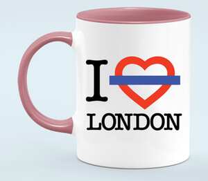 Люблю Лондон кружка двухцветная (цвет: белый + розовый)