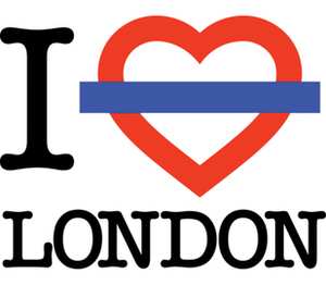 Люблю Лондон кружка двухцветная (цвет: белый + розовый)