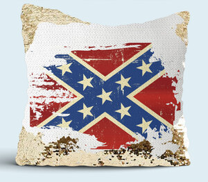 Флаг Конфедерации США подушка с пайетками (цвет: белый + золотой)