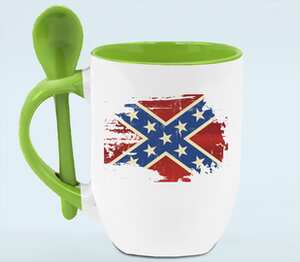 Флаг Конфедерации США кружка с ложкой в ручке (цвет: белый + зеленый)