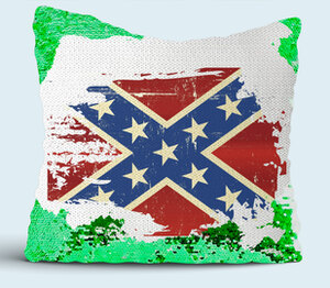 Флаг Конфедерации США подушка с пайетками (цвет: белый + зеленый)