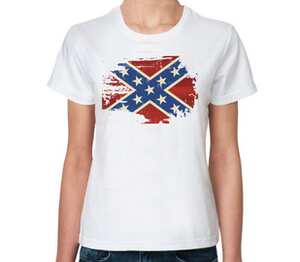 Флаг Конфедерации США женская футболка с коротким рукавом (цвет: белый)