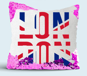 London подушка с пайетками (цвет: белый + сиреневый)