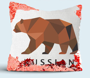 RUSSIAN подушка с пайетками (цвет: белый + красный)