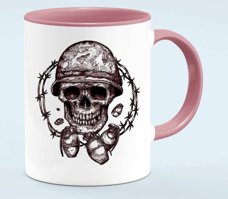 Skull Art кружка двухцветная (цвет: белый + розовый)