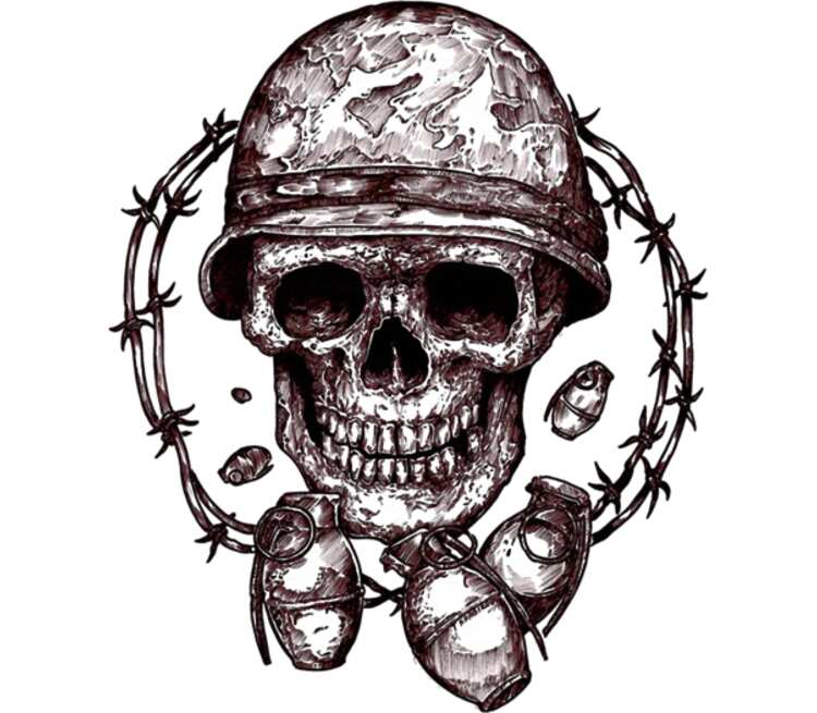 Skull Art кружка с кантом (цвет: белый + оранжевый)
