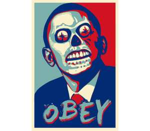 Obama (Obey) кружка хамелеон двухцветная (цвет: белый + оранжевый)
