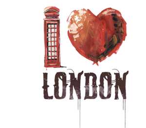 I LOVE LONDON кружка с кантом (цвет: белый + бордовый)