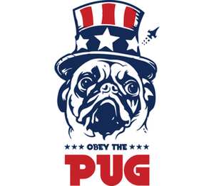 Мопс Президент (Obey pug) мужская футболка с коротким рукавом (цвет: белый)