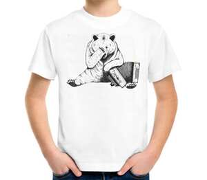 Медведь с баяном детская футболка с коротким рукавом (цвет: белый)