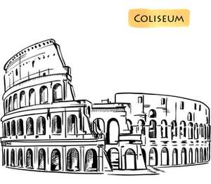 Колизей, Рим, Италия (Coliseum, Rome) подушка с пайетками (цвет: белый + красный)