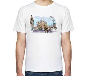 Милан, Италия (Milan) мужская футболка с коротким рукавом (цвет: белый)