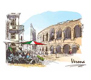 Верона, Италия (Verona) кружка двухцветная (цвет: белый + желтый)