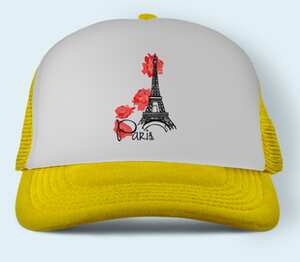 Париж - цветы и эйфелева башня (Paris) бейсболка (цвет: желтый)