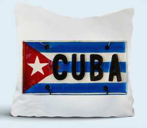 Знак - Куба (Cuba) подушка (цвет: белый)