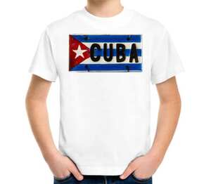 Знак - Куба (Cuba) детская футболка с коротким рукавом (цвет: белый)