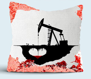 Качаю любимую нефть подушка с пайетками (цвет: белый + красный)