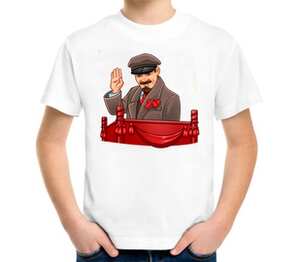 Ленин на трибуне детская футболка с коротким рукавом (цвет: белый)