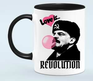 Ленин - love is revolution кружка двухцветная (цвет: белый + черный)
