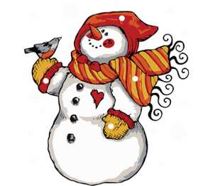 Снеговик кухонный фартук (цвет: белый + красный)