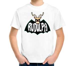 Олень Рудольф (Rudolf) детская футболка с коротким рукавом (цвет: белый)