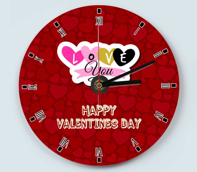 Love you happy valentine day - люблю тебя, с днем святого Валентина часы настенные (цвет: белый)