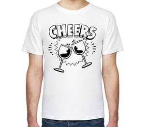 Cheers - дзинь мужская футболка с коротким рукавом (цвет: белый)