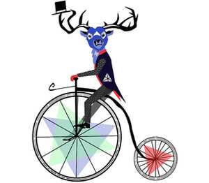 Ретро велоолень кружка двухцветная (цвет: белый + голубой)