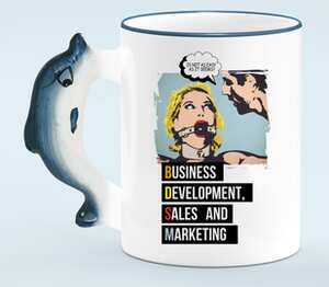 BDSM - busines, development, sales and marketing кружка с ручкой в виде дельфина (цвет: белый + синий)