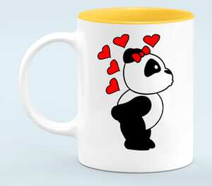 Влюбленная панда кружка хамелеон двухцветная (цвет: белый + оранжевый)