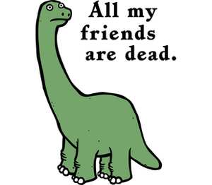Динозавр - все мои друзья умерли / All my friends are dead кружка хамелеон (цвет: белый + синий)