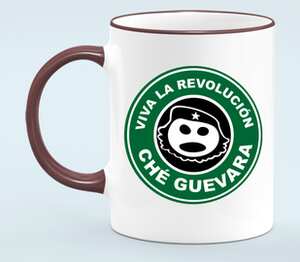 Che Guevara - Viva La Revolucion кружка с кантом (цвет: белый + бордовый)