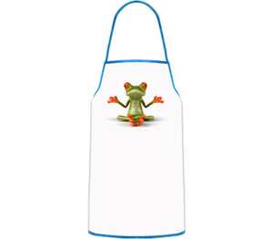 Лягушка йога кухонный фартук (цвет: белый + синий)