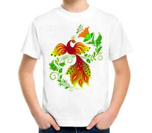 Жар-птица детская футболка с коротким рукавом (цвет: белый)