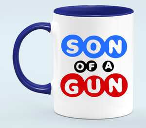 Son of a gun кружка двухцветная (цвет: белый + синий)